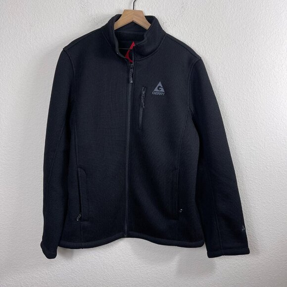 Gerry Men’s XL Black Fleece Waffle Knit Full Zip Jacket with Drawstring Hem - Picture 11 of 12